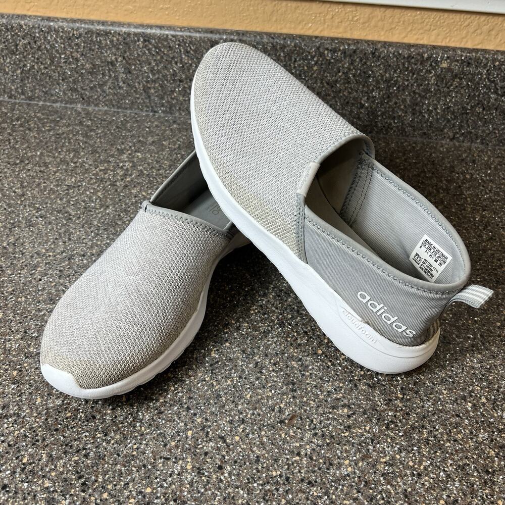 adidas Neo Womens Size 9 Gray Knit Slip On Sneaker Shoe Cloudfoam Comfort Casual